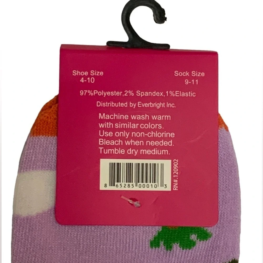 Everbright Easter Socks Women’s Bunny Crew Carrots 9-11 Purple Multicolor